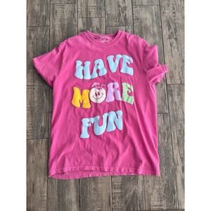 Horton Women's Pink Have More Fun Graphic Print Crew Neck T-Shirt Size Large